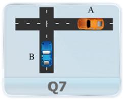 Car A is traveling east at the constant speed of 10 m/s as shown in Figure. As car A crosses the intersection, car B starts from rest 50 m north of the intersection and moves south with a constant acceleration of 2 m/s2. Determine the position, velocity and acceleration of B relative to A, 5 sec after A crosses the intersection.